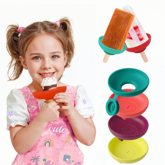 Silicone Drip-Free Popsicle and Ice Cream Cone Holder (4-Pack)