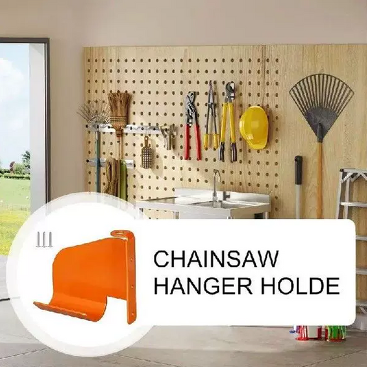 🔥Heavy-Duty Chainsaw Wall Mount 🪓 – Solid Iron, Rust-Proof Powder Coating, Universal Cradle for Gas & Electric Saws, Quick Install
