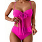 Tie-Front Mesh Tankini Set with High-Waisted Bottoms