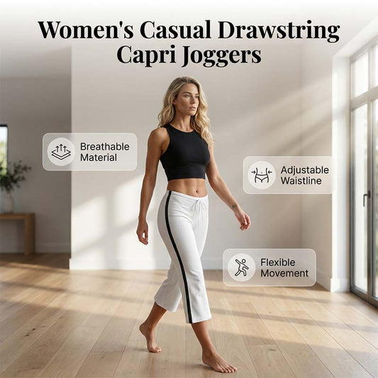 Women's Casual Drawstring Waist Capri Joggers
