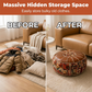 ❄️Summerfresh 50% OFF!♻️Stuffable Faux Leather Storage Pouffe – Boho Ottoman Footstool for Blankets, Clothes & Extra Seating