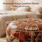 ❄️Summerfresh 50% OFF!♻️Stuffable Faux Leather Storage Pouffe – Boho Ottoman Footstool for Blankets, Clothes & Extra Seating