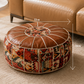 ❄️Summerfresh 50% OFF!♻️Stuffable Faux Leather Storage Pouffe – Boho Ottoman Footstool for Blankets, Clothes & Extra Seating