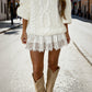 Chic Pleated Lace Trim Mini Skirt