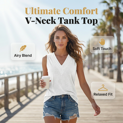 👚 LIMITED-TIME 50% OFF! ✨ Women's V-Neck Sleeveless Tank – Soft, Layered Collar, Everyday Chic 🌸