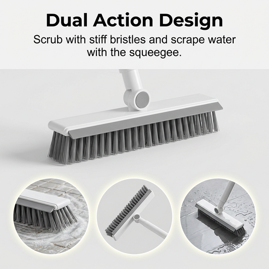 🧹 2-in-1 Grout & Corner Scrubber Brush with Squeegee