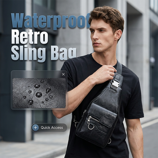🎒 50% OFF NOW! 🧳 Men's Retro Waterproof Faux Leather Sling Chest Bag – Premium Water-Resistant, Intelligent Storage & Ergonomic Sling Comfort – Daily Commute Essential ✨