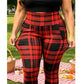 Women's Plaid Printed Slim Fit Stretch Pants