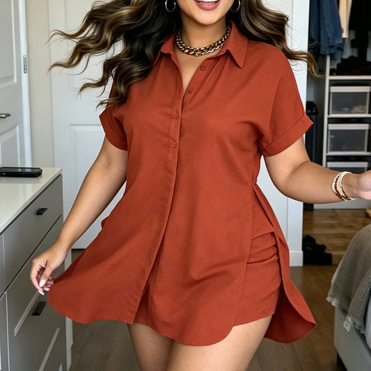 Women's Button Down Shirt with Matching Shorts