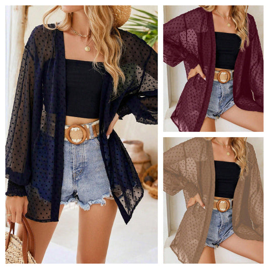 👚Women's Lightweight Sheer Cover Up Cardigan