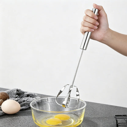 🥚🌀 Manual rotary whisk – stainless steel, no battery, versatile & easy clean!
