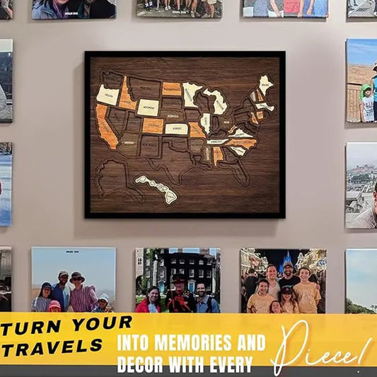 3D Wooden Travel Map Puzzle