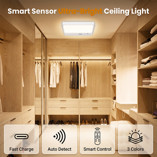 ❄️Summerfresh 50% OFF!💡Cordless Rechargeable Motion Sensor Ceiling Light with Remote – 3 Colour Temperatures & USB-C Charging