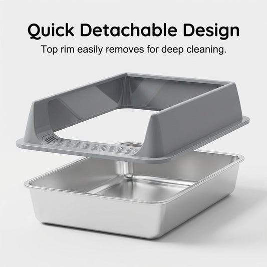 Stainless Steel Open-Top Cat Litter Box