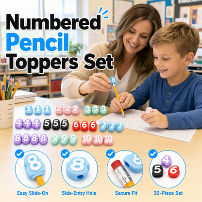 Numbered Pencil Toppers Set