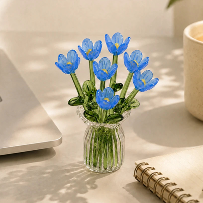 ⏳ Limited-Time Offer! ✨ Mini Glass Bouquet | Elegant Gift 🎀 | Approx. 6cm Tall | Half Price 🎉