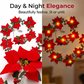 ❄️Summerfresh 50% OFF!🎄Light-Up Poinsettia Christmas Garland – Warm Festive Glow Without a Wall Socket