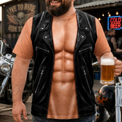 ❄️Summerfresh 50% OFF!✨Funny Men's T-Shirt with Fake Muscle Print – Eye-Catching Party Shirt for BBQ, Motorcycle Rides, Parties & Gift