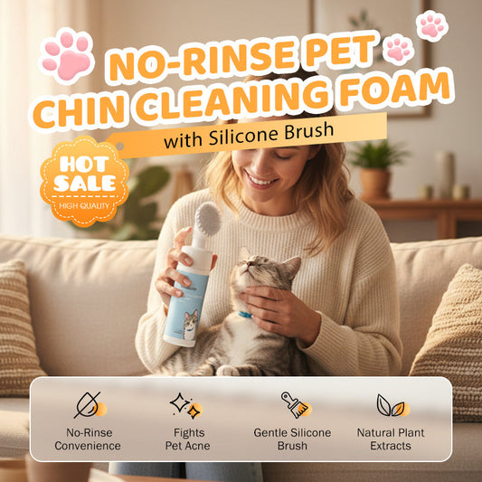 ⏳ Limited-Time Flash Sale! ✨No-Rinse Pet Chin Cleaning Foam with Silicone Brush