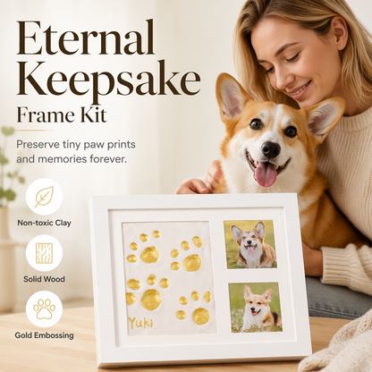 ❄️Summerfresh 60% OFF!🐾DIY Paw Print Keepsake Frame for Pets – Set with Soft Clay and Photo Slots for Dogs and Cats