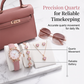 💥【50% OFF】🔥 Women's 5-Piece Watch & Jewelry Set | Butterfly-Dial Rhinestone Quartz Watch | Comfortable Genuine Leather Strap | Matching Heart-Shaped Necklace, Bracelet, Earrings, & Ring | 4 Colors Available | Perfect Gift 🎁