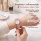 💥【50% OFF】🔥 Women's 5-Piece Watch & Jewelry Set | Butterfly-Dial Rhinestone Quartz Watch | Comfortable Genuine Leather Strap | Matching Heart-Shaped Necklace, Bracelet, Earrings, & Ring | 4 Colors Available | Perfect Gift 🎁
