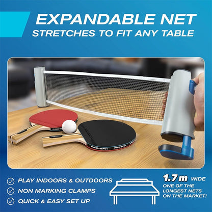 ❄️Summerfresh 50% OFF!🏓Extendable Table Tennis Net with Clamps – Portable Ping Pong Net for Home, Office, Camping and Outdoor