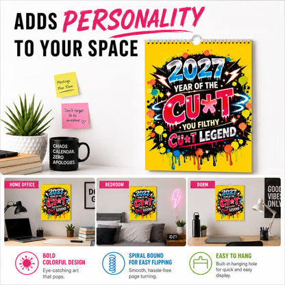 ❄️Summerfresh 60% OFF!📆2027 Year of the Cunt Wall Calendar – Bold Graffiti Humor Calendar
