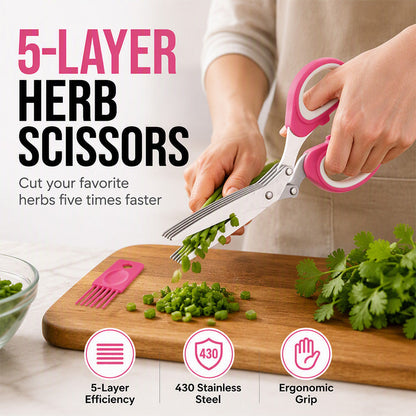 ❄️Summerfresh 50% OFF!✂️5-Blade Multi-Purpose Kitchen Scissors with Cleaning Comb – Quick Food Prep Made Easy