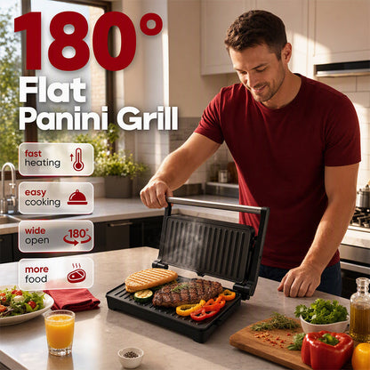 ❄️Summerfresh 50% OFF!🔥Electric Panini Press & 180° Flat-Open Grill – Versatile Countertop Grill for Toasties, Vegetables & More