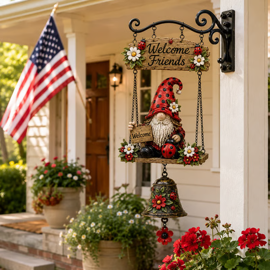 ❄️Summerfresh 50% OFF!🔔Gnome Welcome Hanging Garden Bell – Whimsical Outdoor Decoration for Doors, Gates & Patios