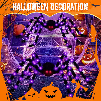 ⏳LAST DAY SALE 50% OFF!🔥🎃Hairy Spider with Large Web Halloween Outdoor Decoration🕷️🕸️
