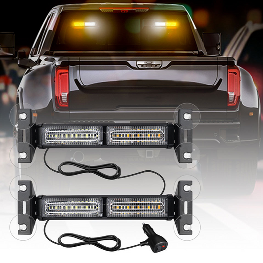 🎃Halloween Deal 50% OFF!🚨18-Mode LED Strobe Warning Light Bar – 12V Suction-Mount Design