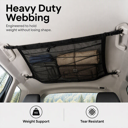 ❄️Summerfresh 50% OFF!🚙Adjustable Car Ceiling Storage Net – Overhead Organiser for Lightweight Road Trip & Camping Gear