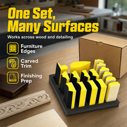 ❄️Summerfresh 50% OFF!🛠️16-Piece Contour Hand Sanding Block Set – Hook & Loop Convex, Concave & Detail Profiles