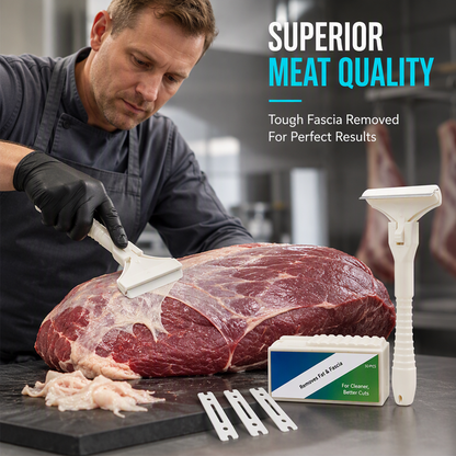 ❄️Summerfresh 50% OFF!🥩Meat Trimming Scraper – Stainless Steel Fat & Silverskin Remover with 10 Replacement Blades
