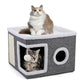🎃Halloween Deal 50% OFF!🐱 2-in-1 Foldable Cat Cube House – Indoor Cat Cave & Ottoman Stool