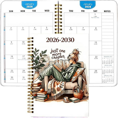 ❄️Summerfresh 50% OFF!📚 2026–2030 Long-Term Monthly Planner – A5 Book Lover Organiser with “Just One More Chapter” Cover