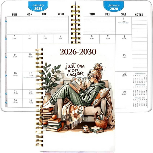 ❄️Summerfresh 50% OFF!📚 2026–2030 Long-Term Monthly Planner – A5 Book Lover Organiser with “Just One More Chapter” Cover
