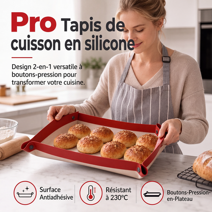 ❄️Summerfresh 50% OFF!🔥2-in-1 Silicone Baking Mat & Snap-Up Tray – Reusable Non-Stick Mat for Baking, Roasting & Dough Prep