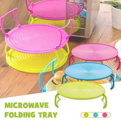 🎃Halloween Deal 50% OFF!🍽️2-Tier Foldable Microwave Plate Stacker – Heat Two Dishes in One Go