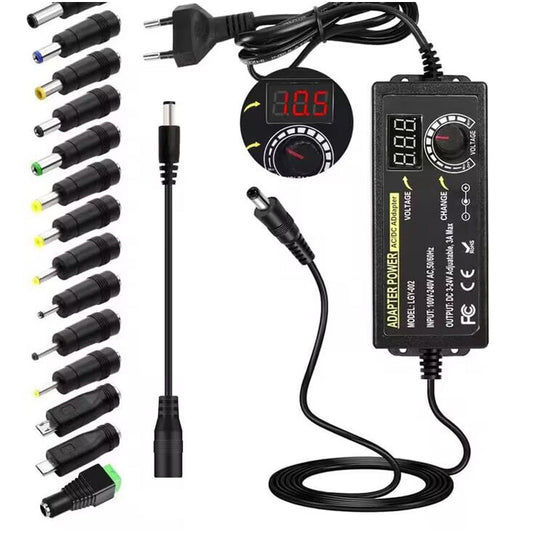 🎃Halloween Deal 50% OFF!🔥Adjustable 3–24V DC Power Supply – 3A Max with LED Display & Multi-Tip Set