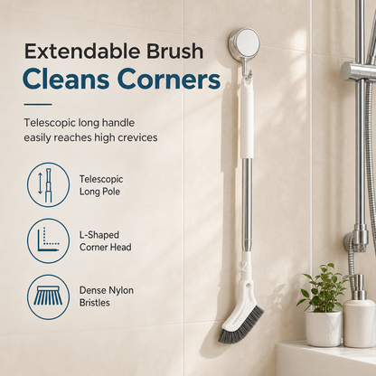 🎃Buy 1 Get 1 Free!🧽Telescopic Corner Scrub Brush – Slim 2cm Head for Tight Spaces