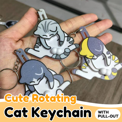 🎃Buy 1 Get 2 Free!😹Interactive Mischief Cat Keychain – Pull & Spin Novelty Charm