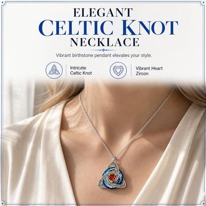 🎃Halloween Deal 50% OFF!🔥Celtic Knot Heart Birthstone Necklace – Choose Your Birth Month Colour