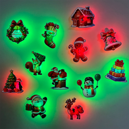 50% OFF!🎄12-Piece LED Light-Up Christmas Stickers – Peel & Stick Festive Decorations