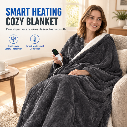 🎃Halloween Deal 50% OFF!❤Soft Double-Layer Heated Throw – 6 Heat Settings for Cosy Evenings