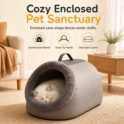 🎃Halloween Deal 50% OFF!🐱Cosy Cat Cave Bed with Removable Plush Cushion