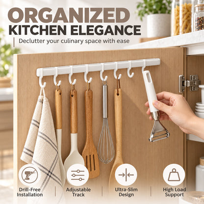 🎃Halloween Deal 50% OFF!🧺No-Drill Over-Cabinet Hook Rail – Instant Extra Storage for Kitchen & Bathroom