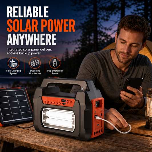 🎃Halloween Deal 50% OFF!🔦Solar & USB Rechargeable LED Searchlight – Handheld Camping Torch & Emergency Work Light